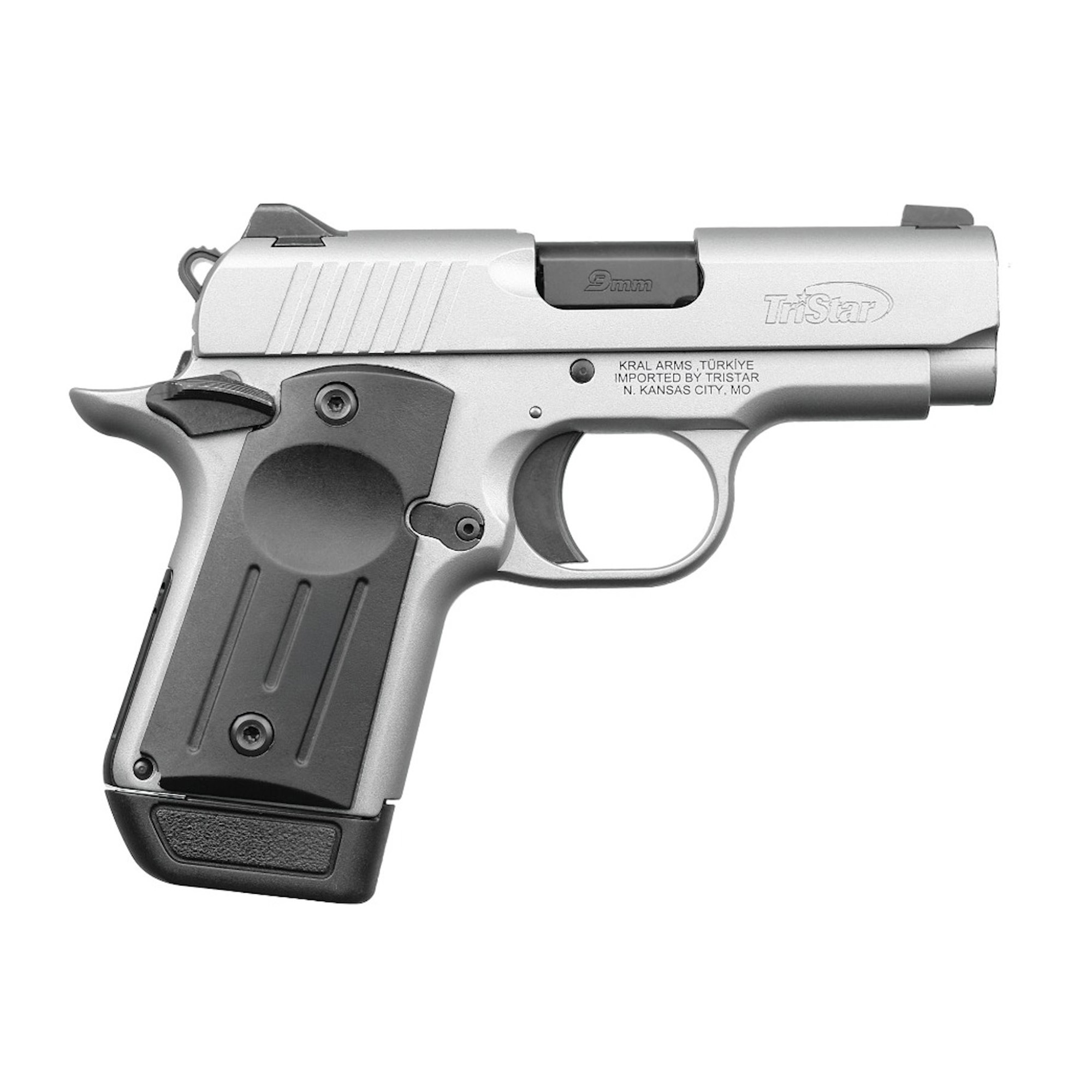 TriStar 85704 Protoge X 9MM Pistol 7+1 Silver Black Grips 3-Dot Sights