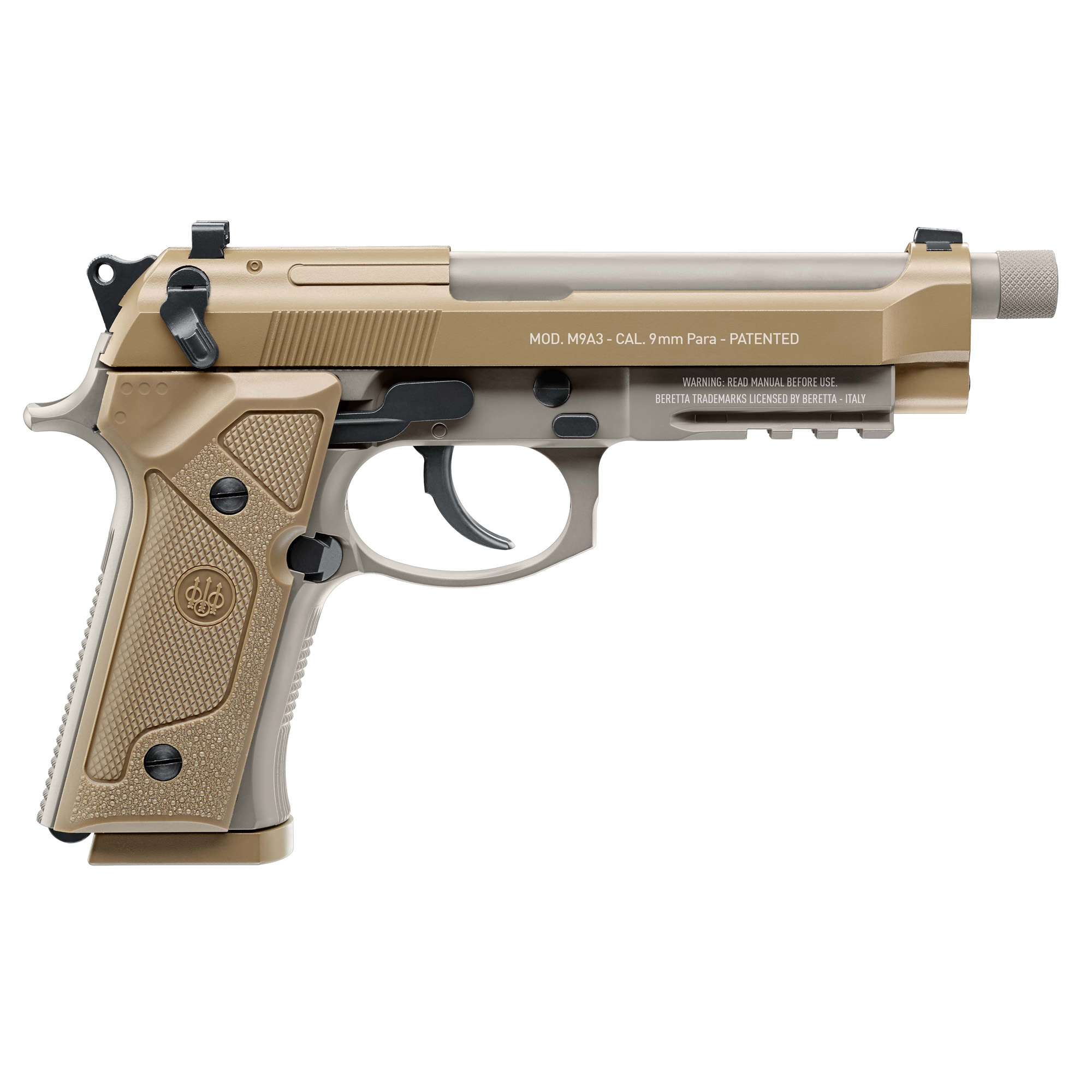 Beretta 2253024 M9A3 .177 Air Pistol, CO2, Semi/Full Auto, Black/FDE - Umarex - 4,5 (.177)