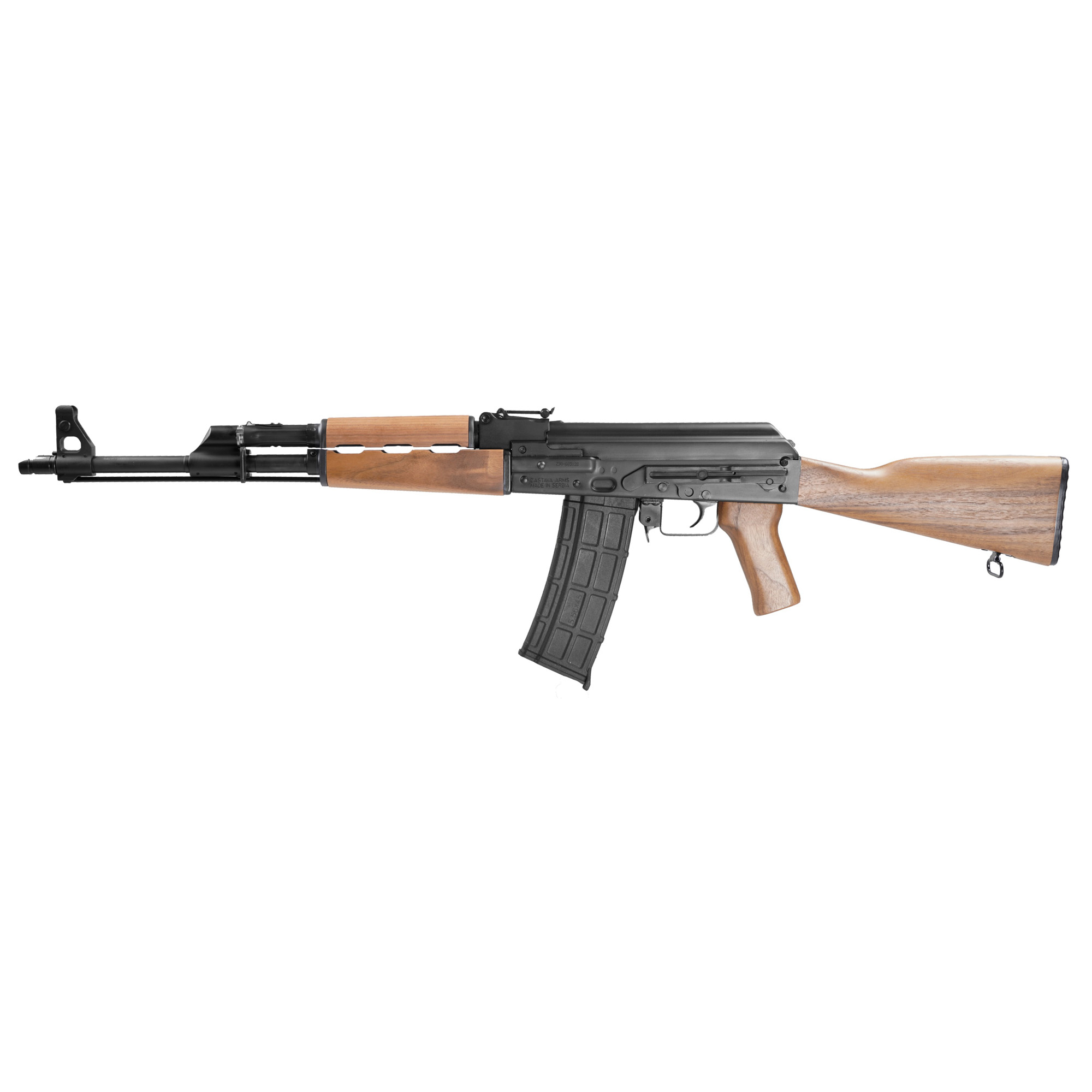 Zastava Arms USA ZR90556WM PAP M90 Semi-Automatic Rifle, 5.56 NATO, 18.25" Chrome-Lined Barrel, Adjustable Gas System, Walnut Stock, 30-Round Capacity - Zastava Arms - 223 Rem | 5.56 NATO